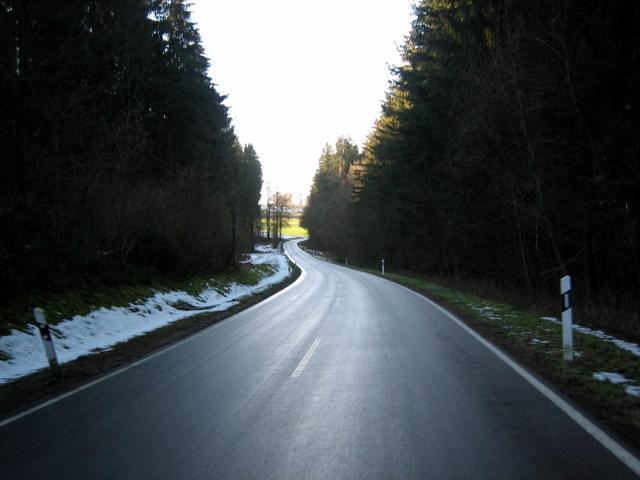 ?Leicht? Absch�ssig geht es im Wald Richtung Illmensee 